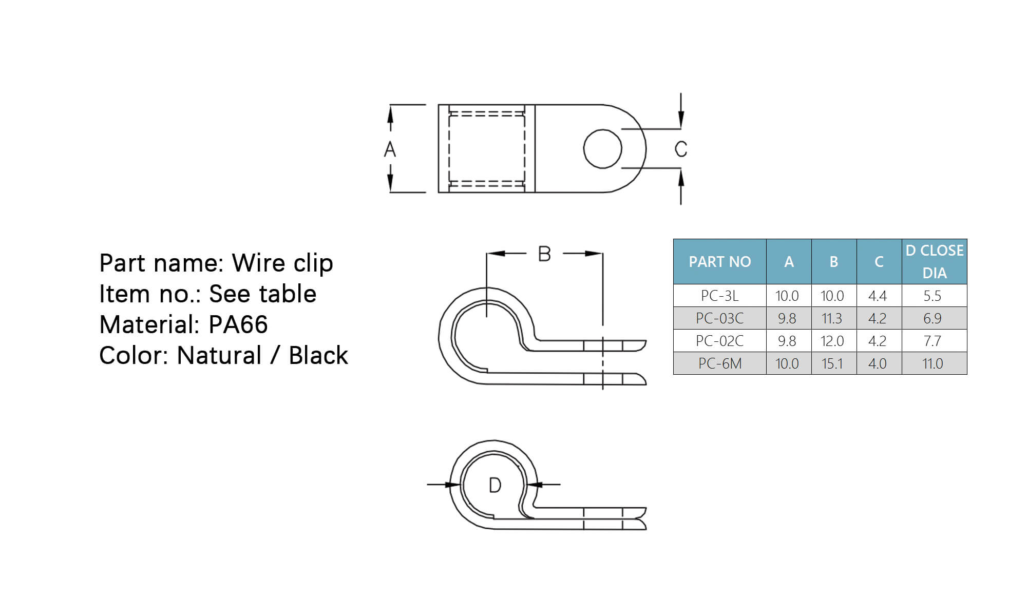 Wire clip PC-3L